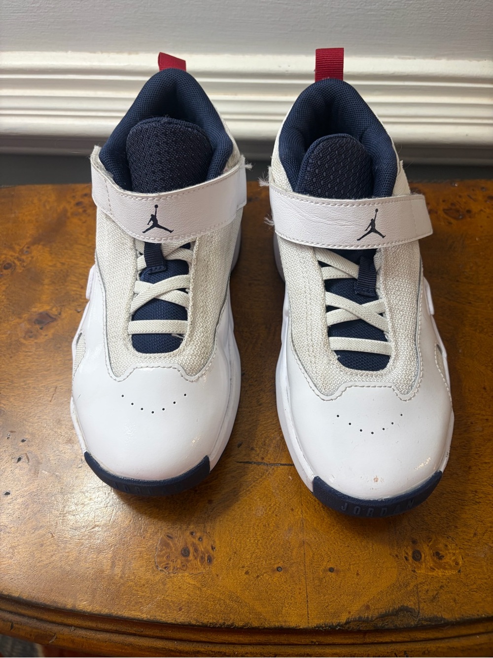 Jordan Kids White, Navy & Red Velcro Sneakers